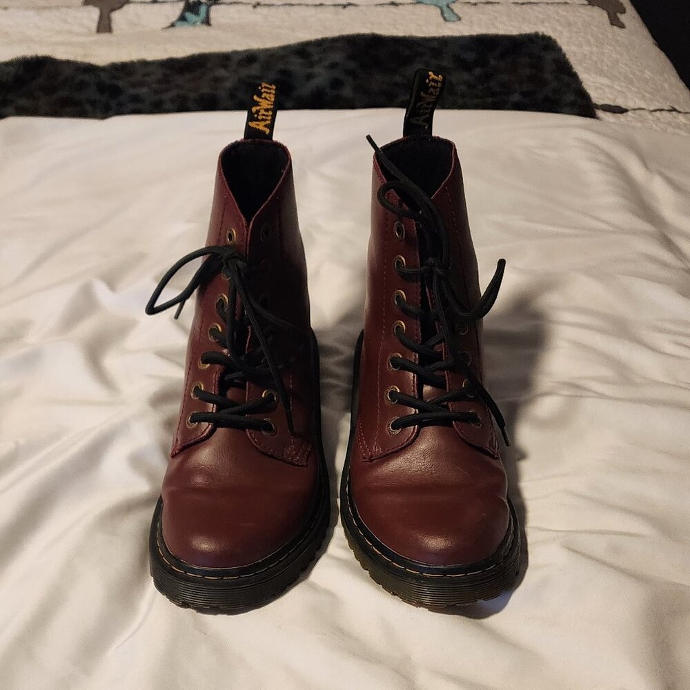 Dr. Martens Luana Combat Boots, Size 8, Cherry Red